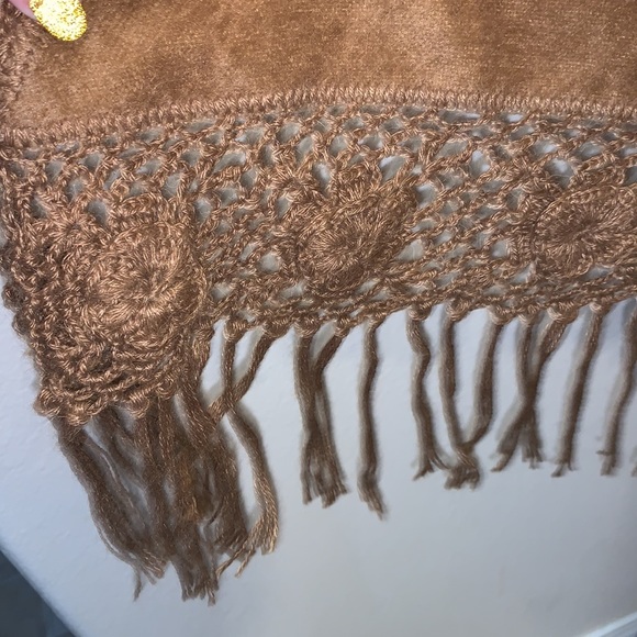 Diana Alpaca Peru brown large wrap shawl fringe scarf - Picture 3 of 5